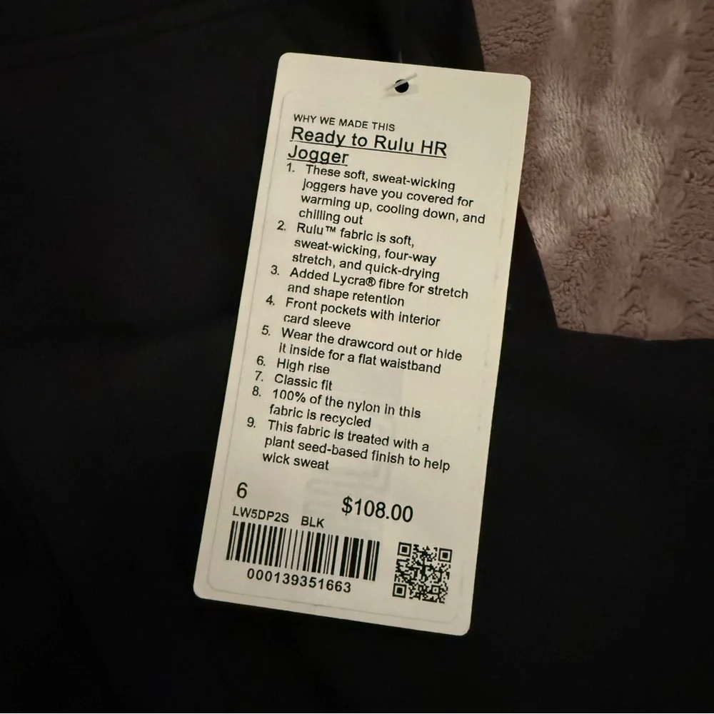 NWT Lululemon ready to rulu black jogger pants 6 - Picture 2 of 3